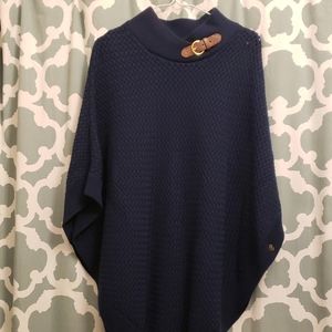 Banana Republic leather buckle poncho in navy